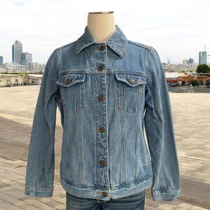 North Style M Embroidered Horse Denim Jacket Western Boho Cowboy Rodeo Y2K Retro